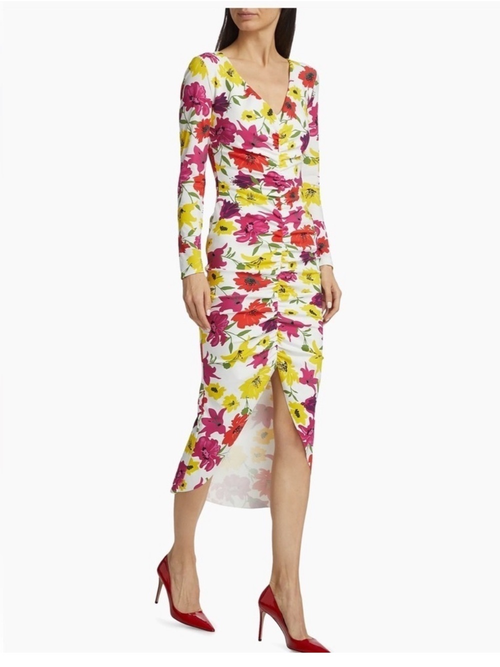 Chiara Boni Tatangela Floral Ruched Midi Dress - Picture 8 of 8